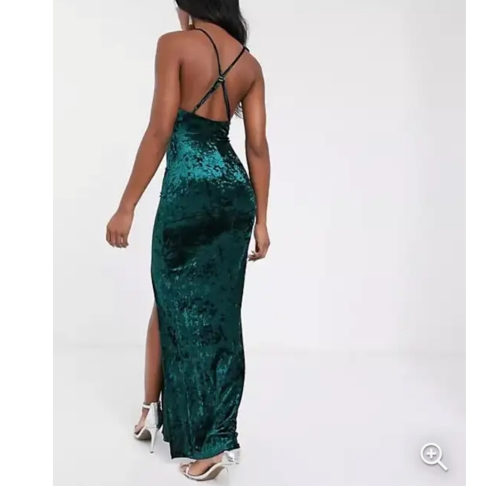 NWT Club London Velvet Square Neck Crushed Velvet Maxi Dress Size 22 - Picture 3 of 3